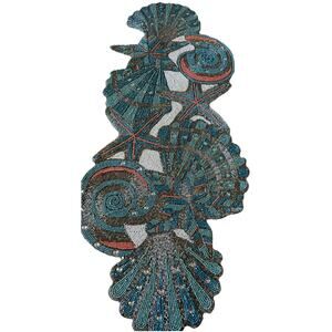 Coastal Collection Beaded Table Runner Shells Starfish Coral Pearl Teal 13 X 36
